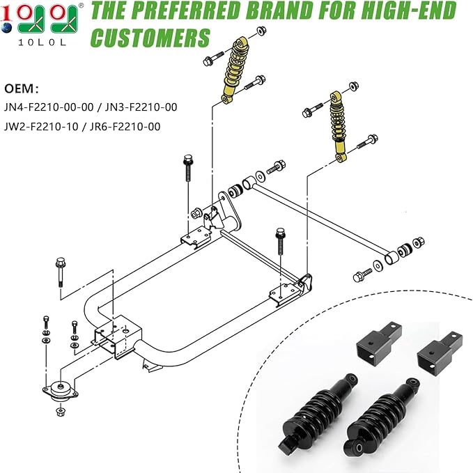 10L0L Golf Cart Heavy Duty Rear Shock Absorber Springs Fits for Yamaha G&E G14/G16/G19/G20/G22/G29 Golf Cart Models OEM JN4-F2210-00-00 JN3-F2210-00 JR6-F2210-00 JW2-F2210-10