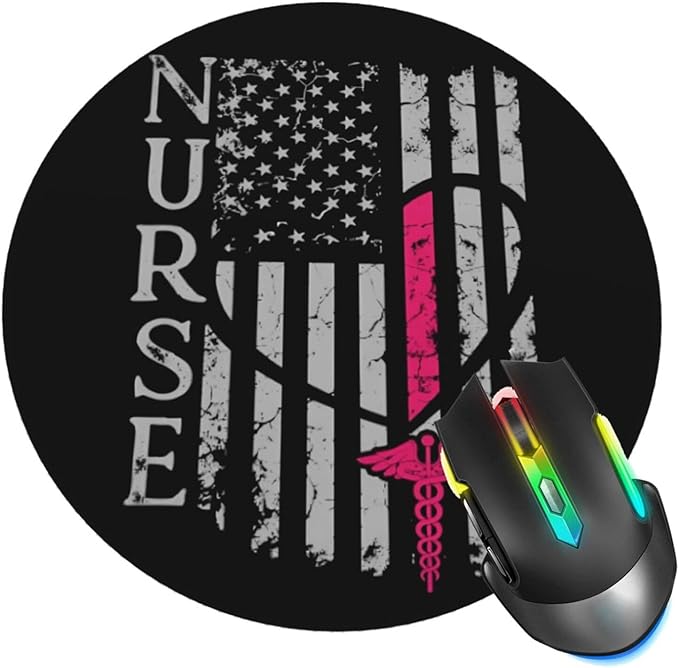 Nurse Flags Mouse Pad,RN Day Mouse Pads for Desk, Stitched Edge Mousepad with Non-Slip Rubber Base, Gaming Mouse Mat for Computer Laptop Home Office