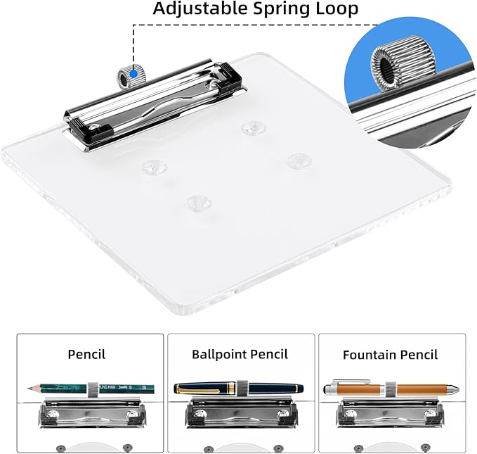 Golf Cart Scorecard Holder w/Pencil Holder Compatible with EZGO Club Car Yamaha and Other 5-6 Holes Golf Cart Steering Wheel, Firmly Clamp & Adjustable Pen Spring Loop, Easy to Install & Record