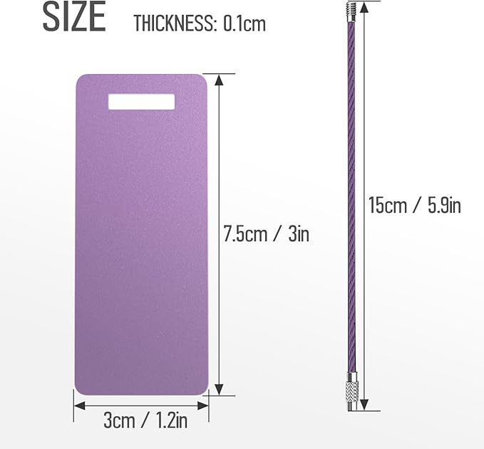 4 Pack Personalized Luggage Tags, Custom Engraved Aluminum Luggage Tags with Your Personalized Text, Waterproof Metal Name Tags with Steel Loop for Bags, Suitcase, Baggage, Backpack (Purple, Small)