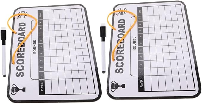 BESPORTBLE 2pcs Double-Sided Reusable Golf Scoreboard for Boys and Girls Dry Erase Writing Board for Score Tracking Lightweight Portable Design for Indoor and Outdoor Golf Practice