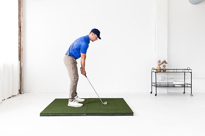 Beaver Tail Golf Simulator Mat with The Most Realistic Hitting Strip Insert for Joint Injury Prevention