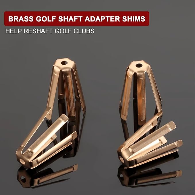 10Pcs Universal Brass Golf Shaft Adapter Shims Fits .335 .350 .355 .370 for All Shaft - 6 Legs Brass Golf Shaft Shims Golf for Workshop - Golf Brass Adapter Spacer Shims for Iron Shaft