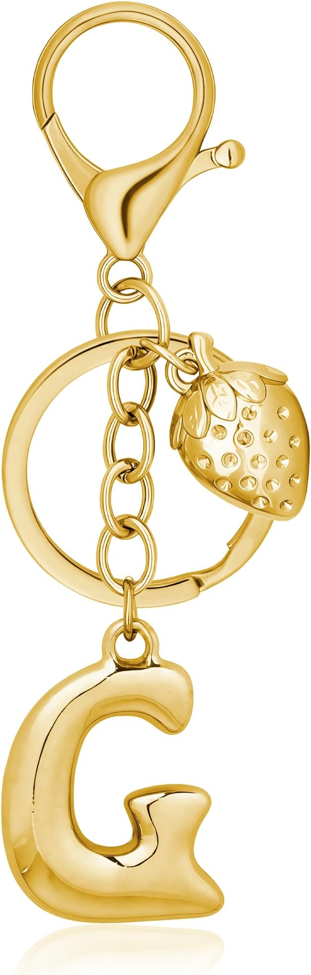 Gold Bubble Heart, Cherry, Bow & More Designs Letter Initial Keychain Bag Charms – Cute Purse Charms for Handbags