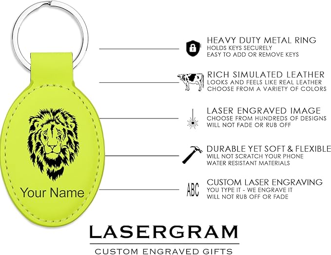 LaserGram Oval Keychain, Golfer Golfing, Personalized Engraving Included (Neon Green)