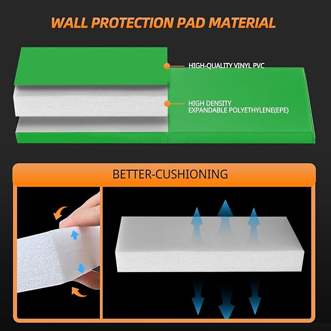 PROGOAL Gym Wall Paddings Basketball Court Wall Protection Pad - 2”Thick Foam Wall Mat Durable Protector for Wall-Mounted Basketball Hoops Garage Taekwondo（60" Lx20 W）