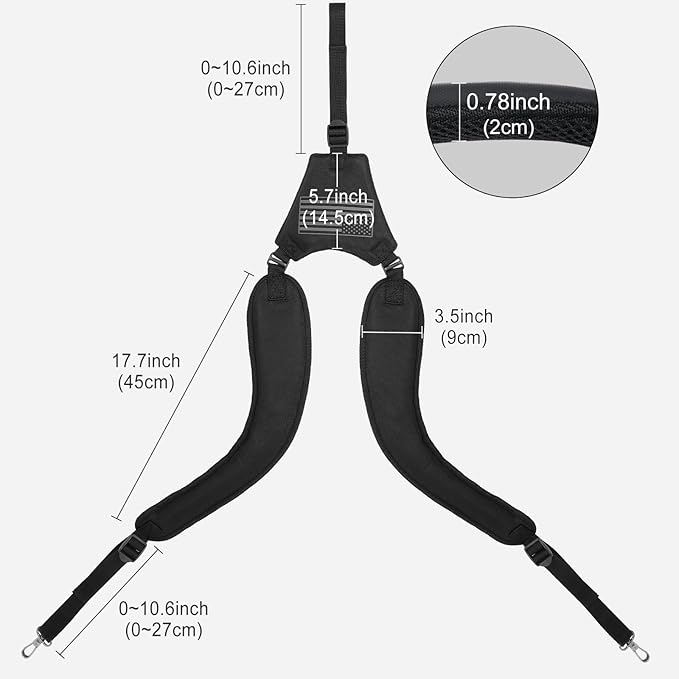 Golf Bag Straps, Universal Replacement Double Shoulder Shoulder Straps, Sailcloth Golf Bag Carry Strap USA Flag