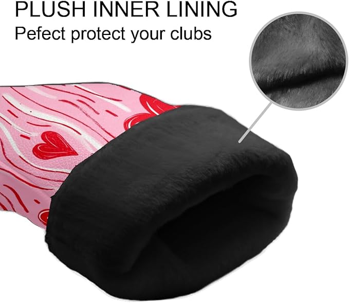 Golf Club Covers PU Leather Waterproof Golf Club Head Covers for Fairway Woods and Driver White Fishbone Pattern Driver Cover Suitable for Most Brands