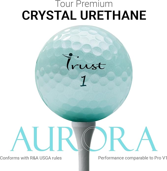 Trust Golf Balls - Aurora & Rosa Crystal Urethane Series | Eye-Catching & Easy to Spot | Maximum Distance, Soft Feel, Straight Flight, & Greenside Control | Blue, Orange, Pink, Yellow | 12 or 48 Balls