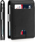 RUNBOX Money Clip Wallets for Men,Slim Leather Mens Bifold Wallet,RFID Blocking Front Pocket Wallet,Thin Credit Card Holder with Gift Box