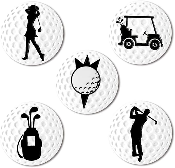 Myartte Creative Golf Ball Marker Soft Enamel Golf Markers 24.4MM Assorted 5 Pcs