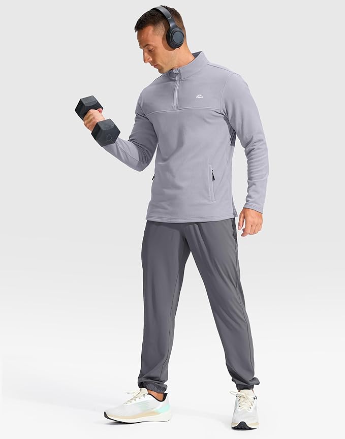 Pudolla Men's Quarter Zip Pullover with 2 Pockets Fleece Warm Soft Golf Sweatshirts for Athletic Workout Running