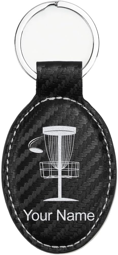 LaserGram Oval Keychain, Disc Golf, Personalized Engraving Included