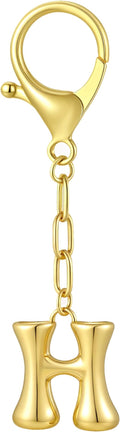 Gold Bubble Initial Keychain Charm for Women Chunky Bag Purse Charms A-Z Letter Key Chains for Handbag Accessories