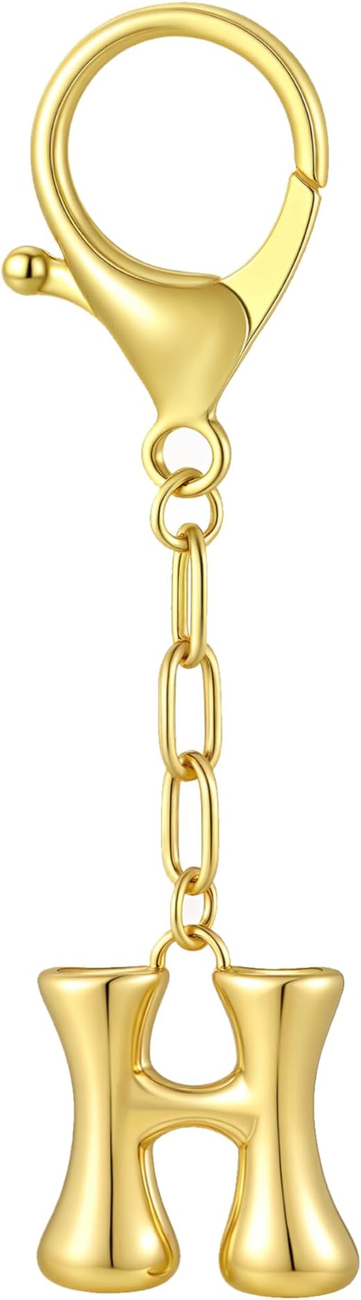 Gold Bubble Initial Keychain Charm for Women Chunky Bag Purse Charms A-Z Letter Key Chains for Handbag Accessories