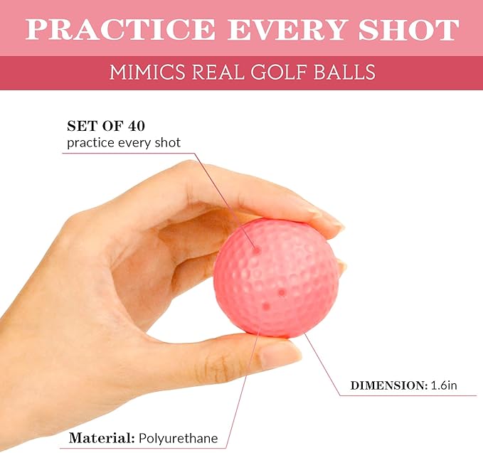 40 Pack Foam Golf Practice Balls - Realistic Feel and Limited Flight Training Balls for Indoor or Outdoor