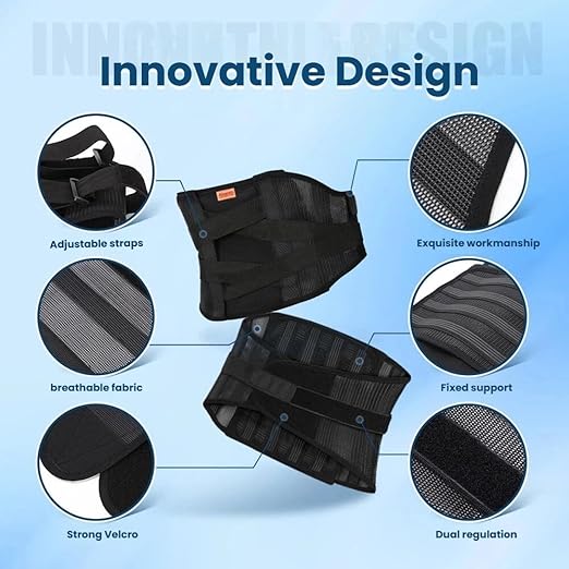 New Lower Back Brace for Men and Women, Lumbar Support with Adjustable Straps, Breathable & Heavy Duty, IV-Shaped Support for Sciatica Pain Relief, Posture Corrector for Rehabilitation, Work, Sports