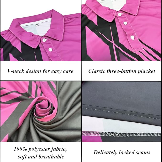 Men's Long Sleeve Golf Shirt Quick Dry 3 Button Work Fishing Outdoor Casual Collar Shirt