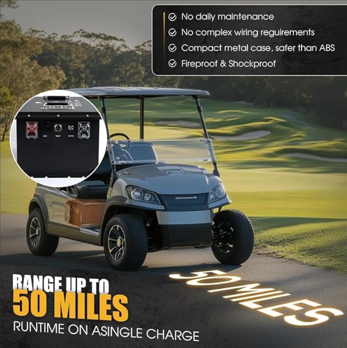 36V 105Ah Lithium Battery for Golf Cart, Built-in Smart 200A BMS, with Touch Monitor & Mobile APP, 4000+ Cycles Rechargeable LiFePO4 Battery, Max 8.06kW Power Output, Perfect for Golf Carts