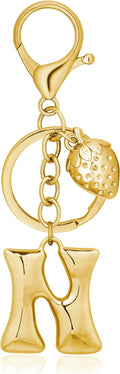 Gold Bubble Heart, Cherry, Bow & More Designs Letter Initial Keychain Bag Charms – Cute Purse Charms for Handbags