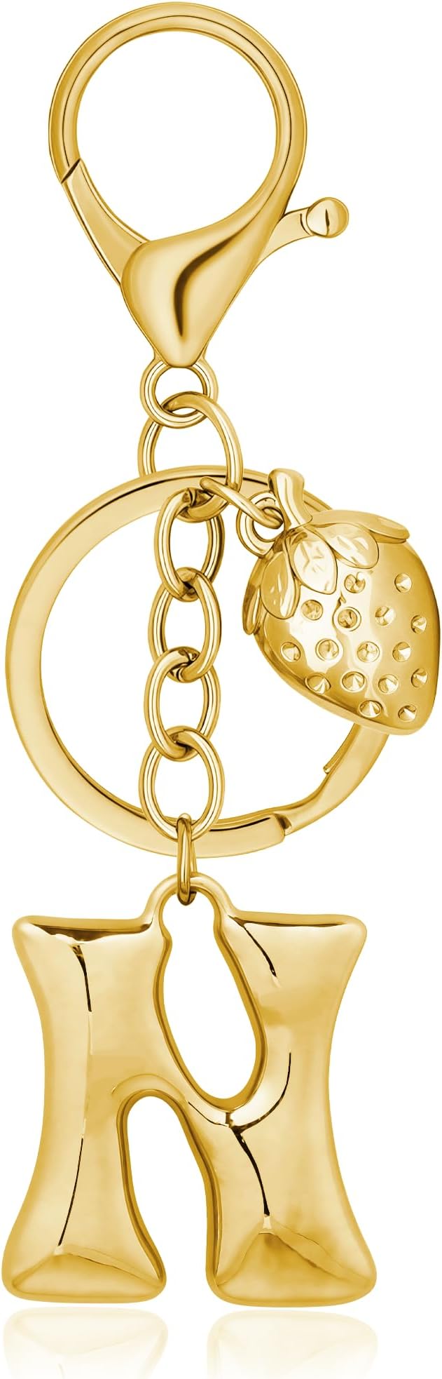 Gold Bubble Heart, Cherry, Bow & More Designs Letter Initial Keychain Bag Charms – Cute Purse Charms for Handbags