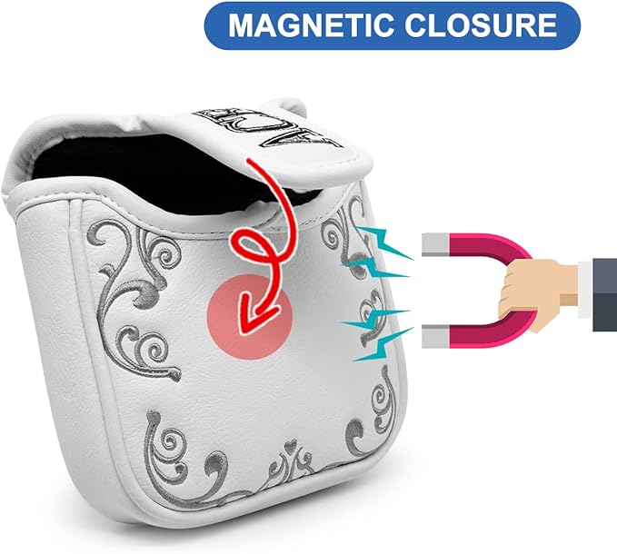 Golf Mallet Putter Cover, Golf Club Cover with Strong Magnetic Closure, PU Leather Waterproof Golf Putter Cover Golf Accessories