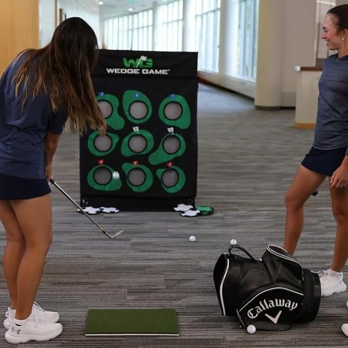 Large Premium Golf Short Game Practice Indoor/Outdoor Chipping and Pitching Net with True Auto Ball Return, 9 Holes of Golf, Tic-Tac-Toe and More!