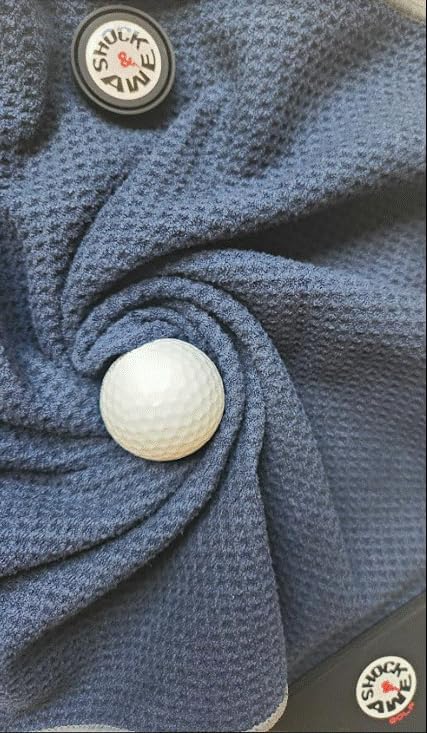 Magnetic 4-in-1 Multi Tool Golf Towel - Magnetic Towel - Silicone Brush - Groove Cleaner - Bag Clip - Microfiber Waffle Design - Men's and Women's Golf - Golf Gifts
