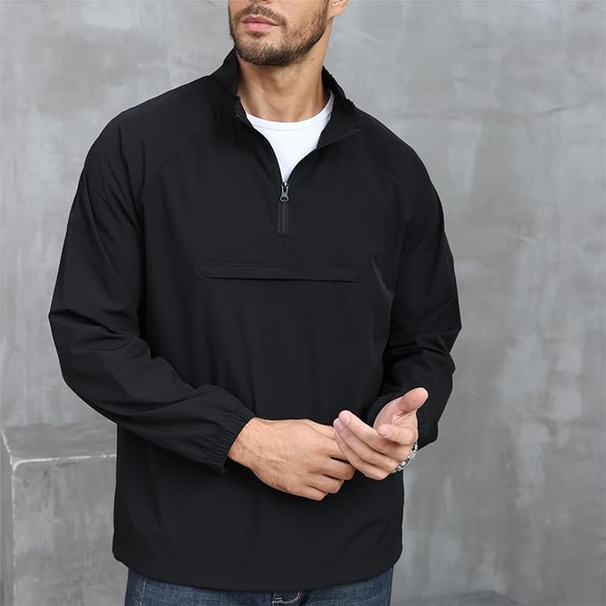 Opomelo Men's Athletic Quarter Zip Pullover Golf Hiking Running Lightweight Jacket Workout Sweatshirt With Pocket