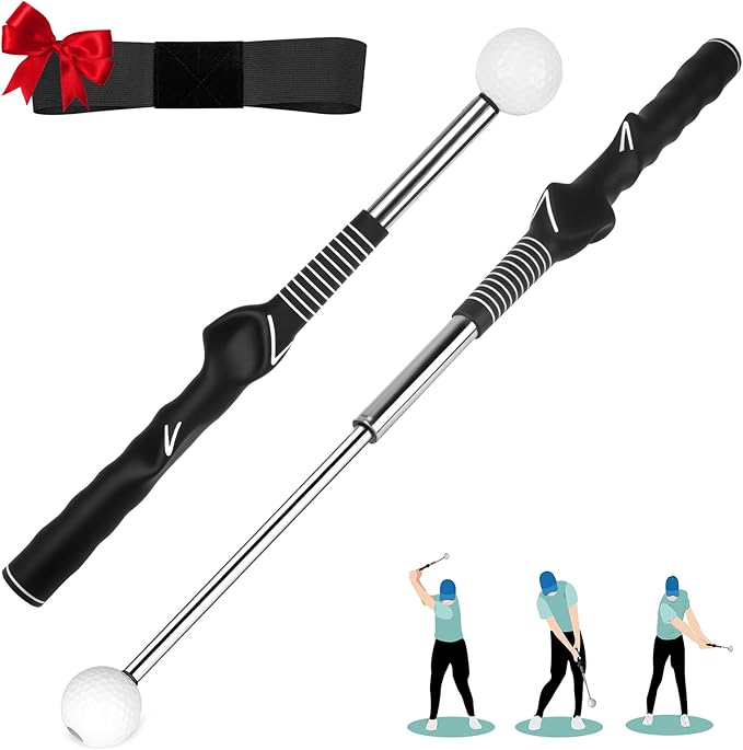 Retractable Golf Swing Training Aid, Golf Training Aid to Improve Hinge, Forearm Rotation, Shoulder Turna and Grip for Warm-up - Right-Handed Golf Club for Practice Indoor & Outdoor Practice
