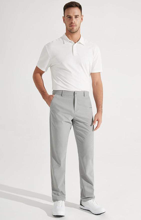 Libin Mens Golf Pants Stretch Work Dress Pants 30"/32"/34" Quick Dry Lightweight Casual Comfy Trousers with Pockets