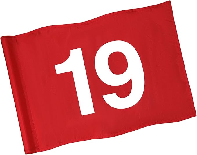KINGTOP Numbered Golf Flag 20x14 Inch - 420D Dual-layer Nylon, Double Sided Printed, Tube Inserted - Standard Putting Green Flags for Backyard Practice, Golf Courses, Country Club, The 19th Hole