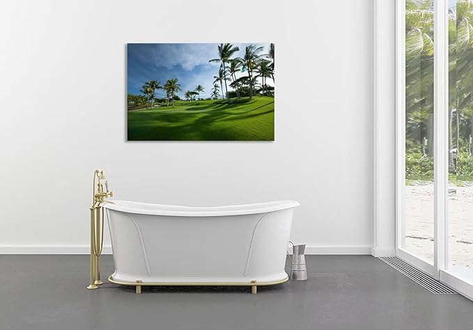 Hawaiian Golf Course Wall Art for Living Room Bedroom Bathroom Home Decorations Hawaii Maui island Picture Poster Framed Artwork Canvas Prints Ready to Hang(12''H x 16''W)