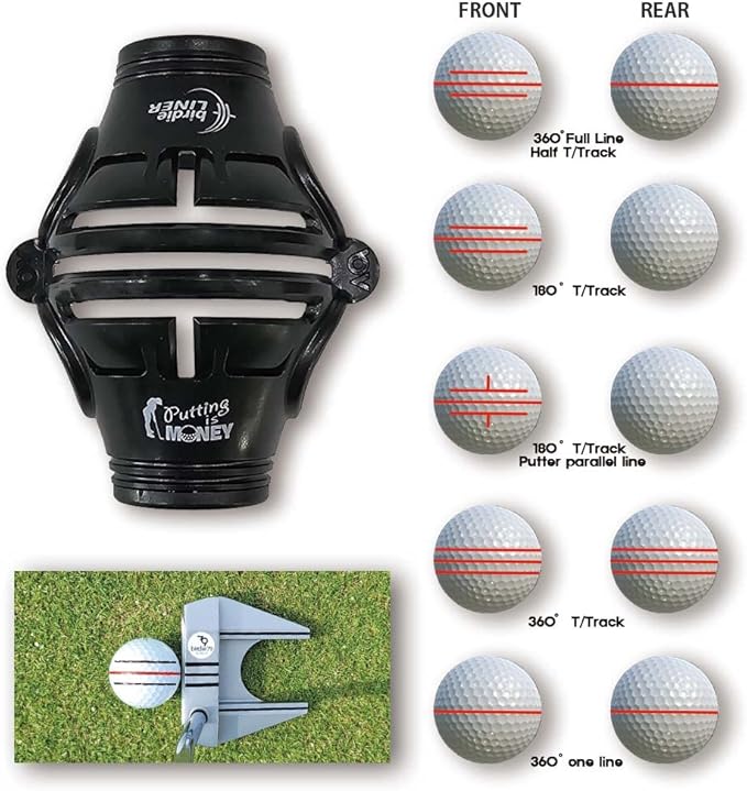 Budget-Friendly Natural Liner Golf Ball Marker - 360° Triple-Line Stencil with 3ea Marker Pens