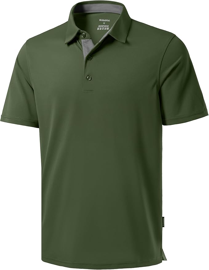 Men's Golf Shirts Dry Fit Moisture Wicking Performance Short Sleeve Collared Polo Shirts for Casual Athletic Business