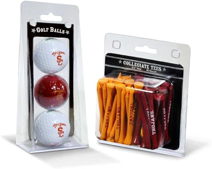 Team Golf NCAA Logo Imprinted Golf Balls (3 Count) & 2-3/4" Regulation Golf Tees (50 Count), Multi Colored