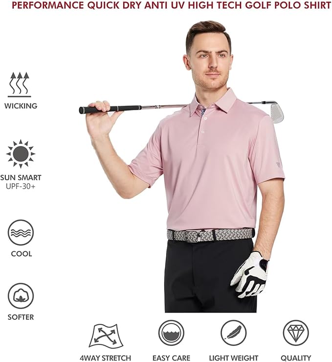 Mens Polo Shirts Short and Long Sleeve Casual Solid Stylish Dry Fit Performance Designed Collared Golf Polo Shirts for Men