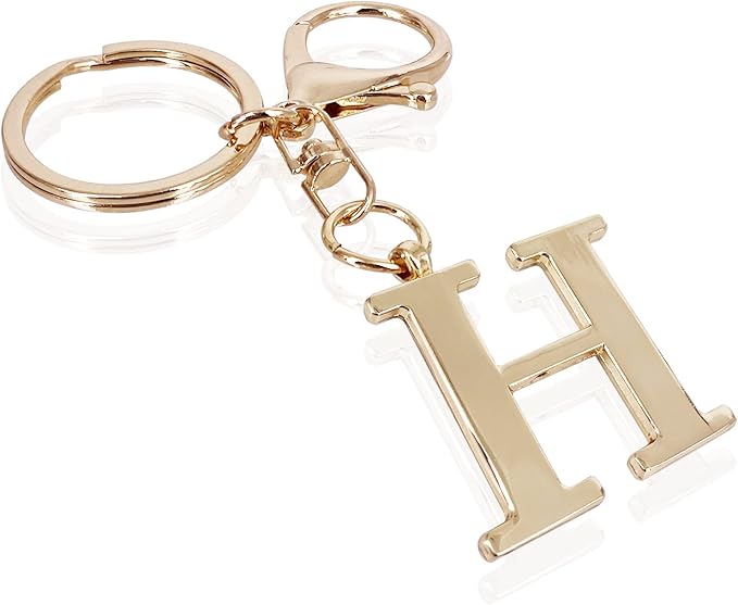 LAXPICOL Gold Letter A-Z Keychain for Women Bag Charms Purse Charms For Handbags Metal Alphabet Initial Letter Keychain