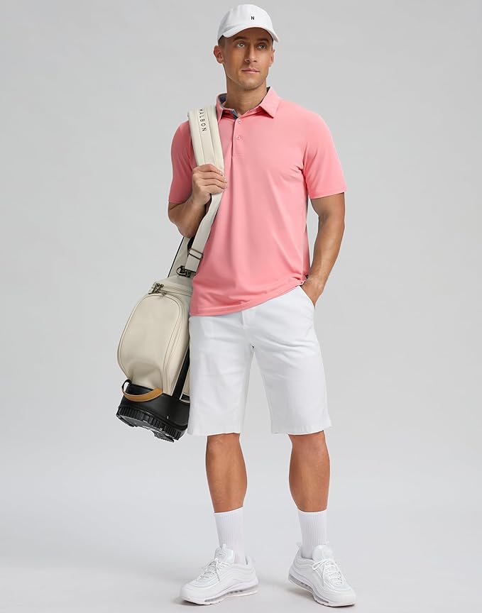 Men's Golf Shirts Dry Fit Moisture Wicking Performance Short Sleeve Collared Polo Shirts for Casual Athletic Business