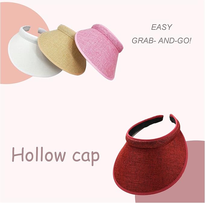 Cloth Covered Slip-On Visor for Women, Adjustable Cap Sports Sun Visors for Men