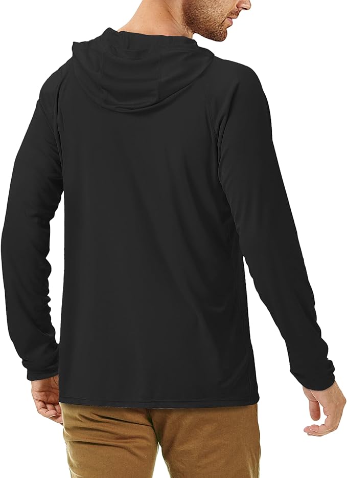 Roadbox UPF 50+ Fishing Shirts for Men, Long Sleeve UV Sun Protection Hoodie, Outdoor Hiking Running Swimming Rash Guard