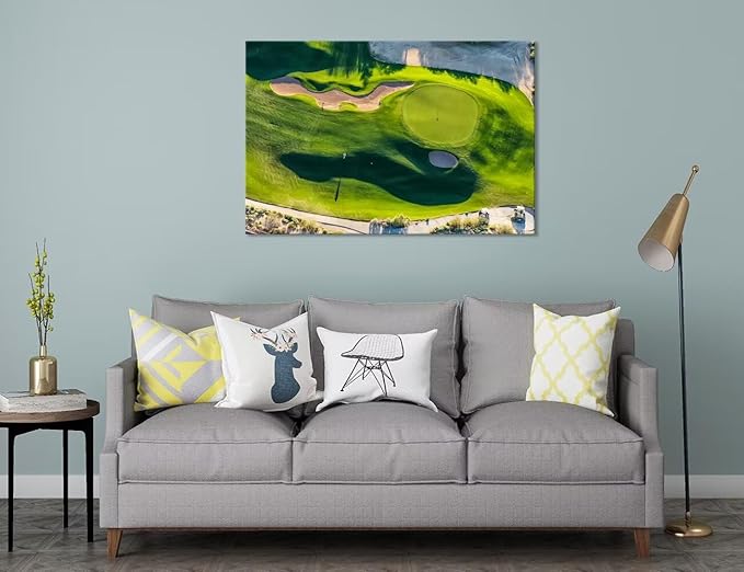 chenchenArt Arizona Golf Course Wall Art for Living Room Bedroom Bathroom Home Decorations Golf Course Picture Poster Canvas Prints Modern Artwork Framed Ready to Hang(12''H x 16''W)