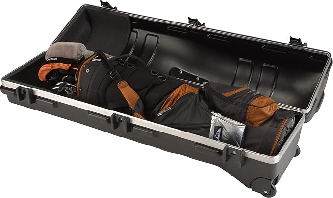 SKB Staff ATA Hard Shell Plastic Golf Travel Case for Cart Bags with Wheels - Heavy-Duty Rolling Club and Driver Carrier for Airline Transport, Impact-Resistant with TSA Locking Latches