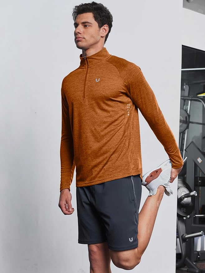 NORTHYARD Quarter Zip Pullover Men Running Shirt Long Sleeve Moisture Wicking Quick Dry Athletic Workout Shirts
