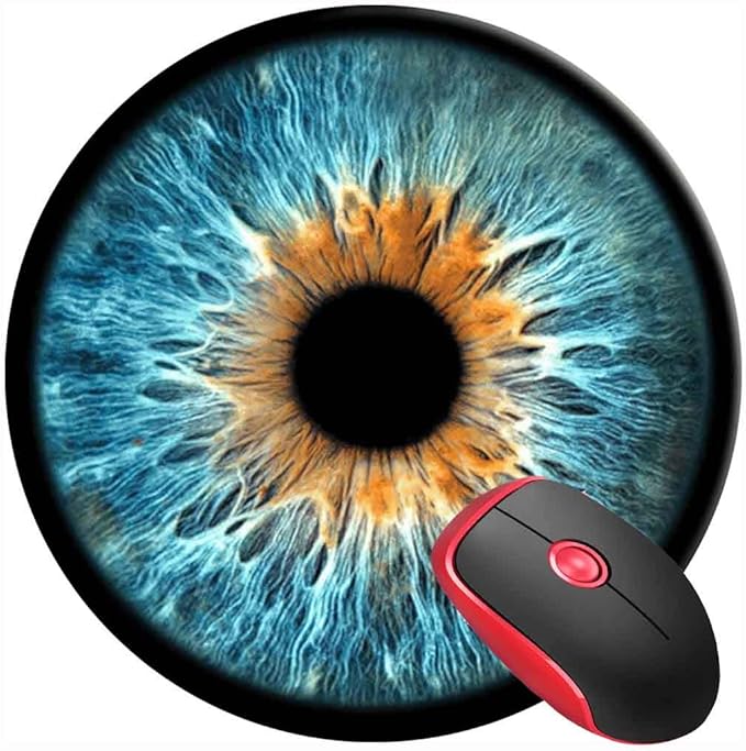 Mouse Pad Cool Eye Iris Blue Teen, Round Mousepad, Non-Slip Rubber Base Mouse Mat for Laptop and Computer