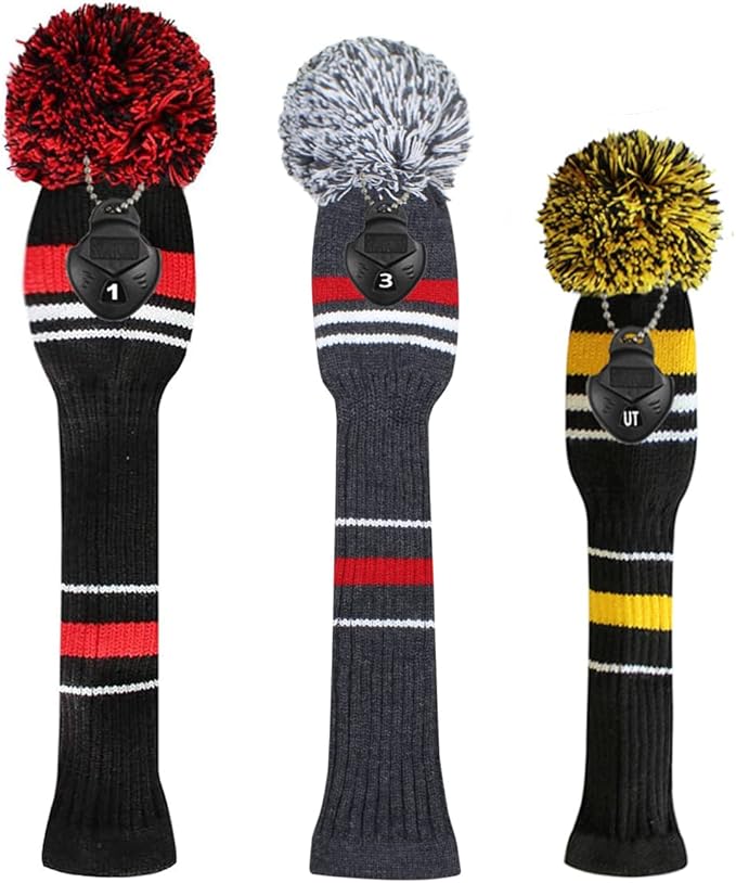 Scott Edward Knit Golf Head Covers for Woods Set of 3 Fits Well Driver(460cc) Fairway Wood and Hybrid(UT) The Perfect Change for Golf Bag