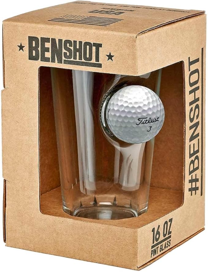 BenShot Golf Ball Pint Glass - 16oz | Made in the USA [Set of 2]