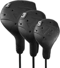 Golf Head Covers, 3 Pack EVA Plastic Golf Club Covers for Driver Fairway Woods, Driver Headcover with Pins, Fit All Right-Handed Golf Clubs, Easy On Off, Washable, Funny