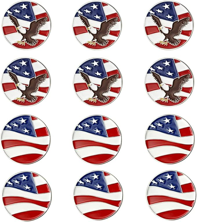 Golf Ball Markers Assorted Patterns Value Pack of 12 Golf Gifts, Golf Cap Clips and Divot Repair Tools Parter Accessories Sets for Men Women Golfer