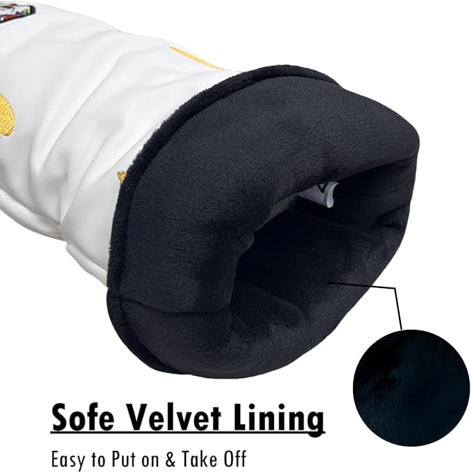 Golf Club Covers Set for Driver, Fairway, Hybrids, 3pcs Golf Headcovers Include Driver Headcover Fairway Wood Head Covers Hybrid Headcover, Premium PU Leather Golf Accessories Cover Set for Men